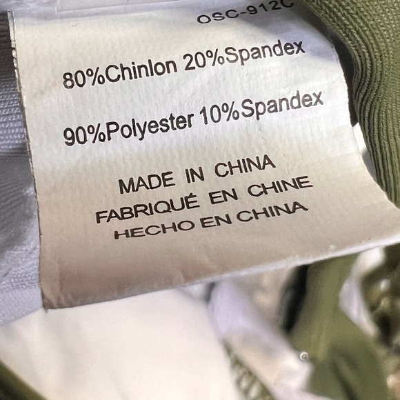 Cupshe Swimsuit One Piece Low Cut Adjustable Straps Lacey Accents Olive Green - Picture 5 of 11